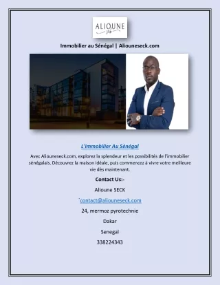 Immobilier au Sénégal | Aliouneseck.com