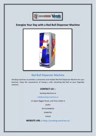 Energize Your Day with a Red Bull Dispenser Machine