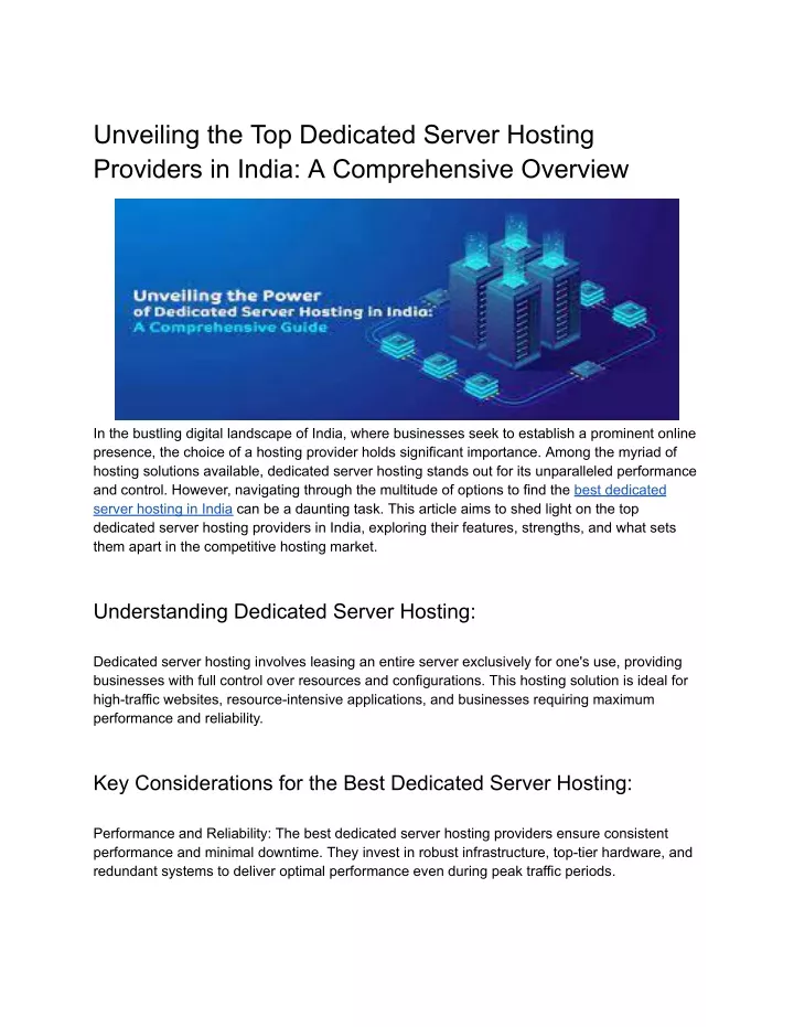 unveiling the top dedicated server hosting