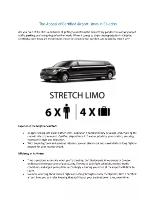The Appeal of Certified Airport Limos in Caledon