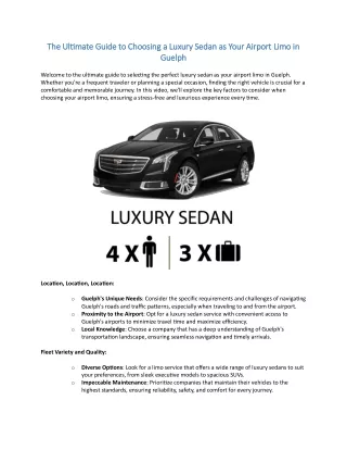 The Ultimate Guide to Choosing a Luxury Sedan as Your Airport Limo in Guelph