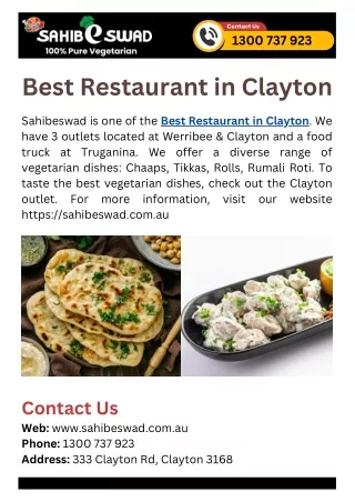Best Restaurant in Clayton