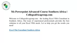 Excel Vba Consultant Southern Africa Collegeafricagroup.com