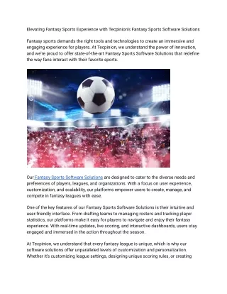 elevating fantasy sports experience with
