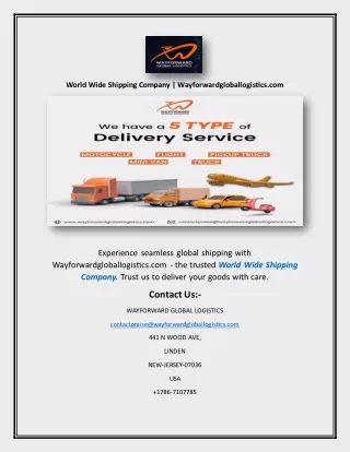 World Wide Shipping Company | Wayforwardgloballogistics.com