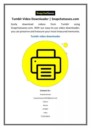 Tumblr Video Downloader Snapchatsaves