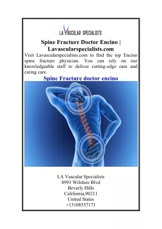 Spine Fracture Doctor Encino  Lavascularspecialists.com