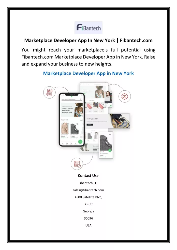 marketplace developer app in new york fibantech