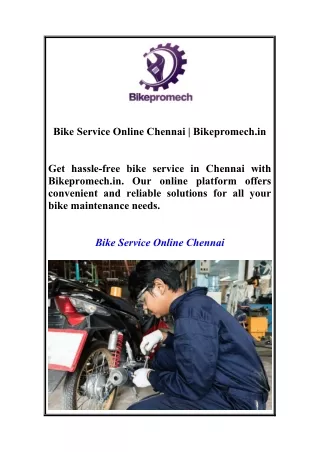 Bike Service Online Chennai | Bikepromech.in