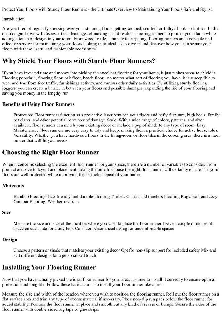 protect your floors with sturdy floor runners