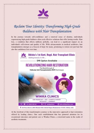 Reclaim Your Identity Transforming High-Grade Baldness with Hair Transplantation
