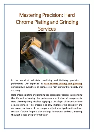 Mastering Precision: Hard Chrome Plating and Grinding Services
