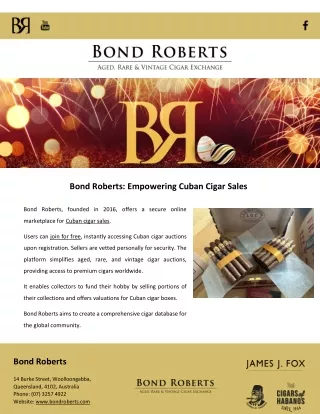 Bond Roberts: Empowering Cuban Cigar Sales
