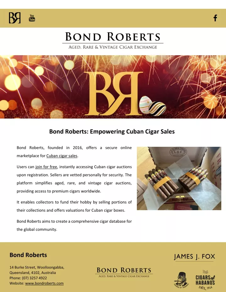 bond roberts empowering cuban cigar sales