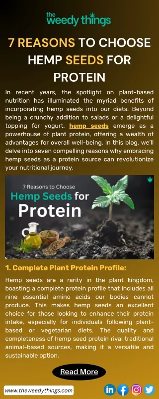 7 Reasons to Choose Hemp Seeds for Protein