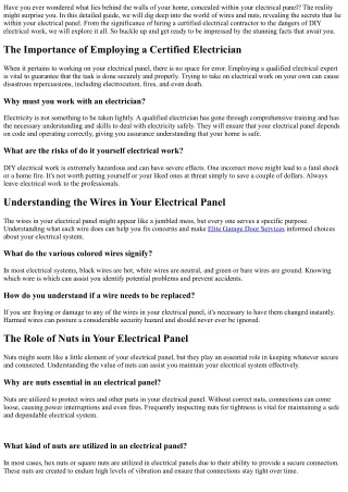 Shocking Truths: Uncovering the Wires and Nuts of Your Electrical Panel