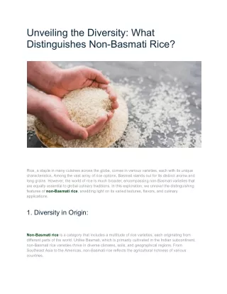 Unveiling the Diversity: What Distinguishes Non-Basmati Rice?