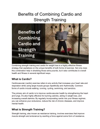 Benefits of Cardio and Strength Training for Weight Loss