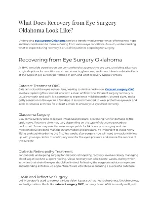 What Does Recovery from Eye Surgery Oklahoma Look Like