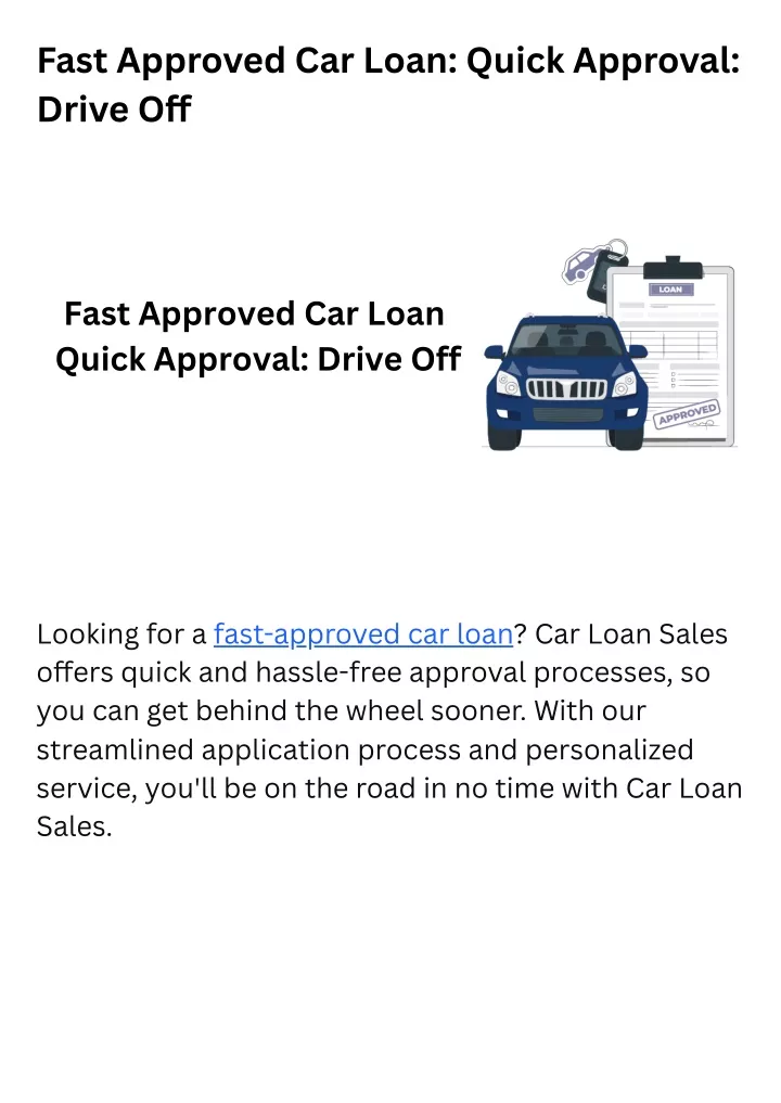 fast approved car loan quick approval drive o