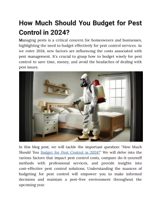 How Much Should You Budget for Pest Control in 2024