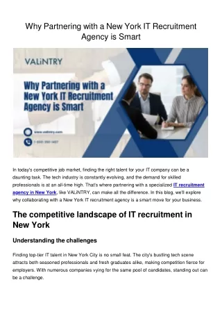 Why Partnering with a New York IT Recruitment Agency is Smart