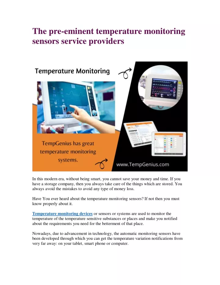 the pre eminent temperature monitoring sensors