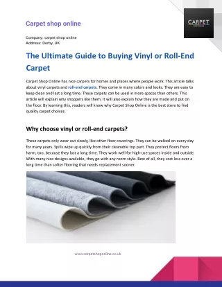 The Ultimate Guide to Buying Vinyl or Roll-End Carpet
