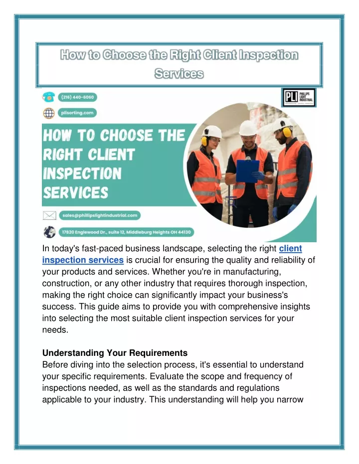 how to choose the right client inspection services