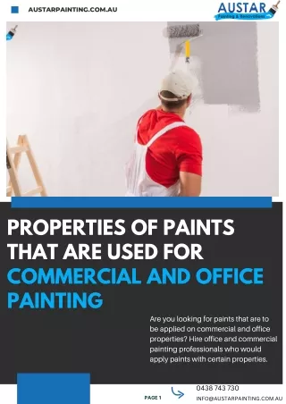 Properties of Paints That Are Used for Commercial and Office Painting