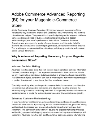 Adobe Commerce Advanced Reporting (BI) for your Magento e-Commerce Store