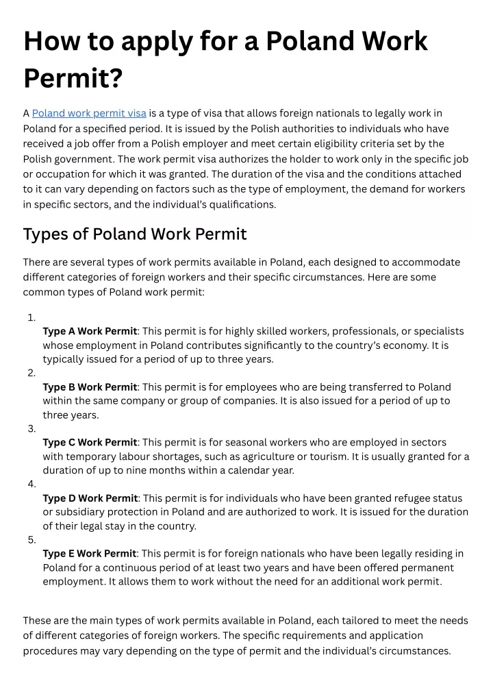how to apply for a poland work permit