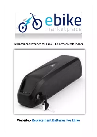 Electric Bike Battery Replacement | Ebikemarketplace.com