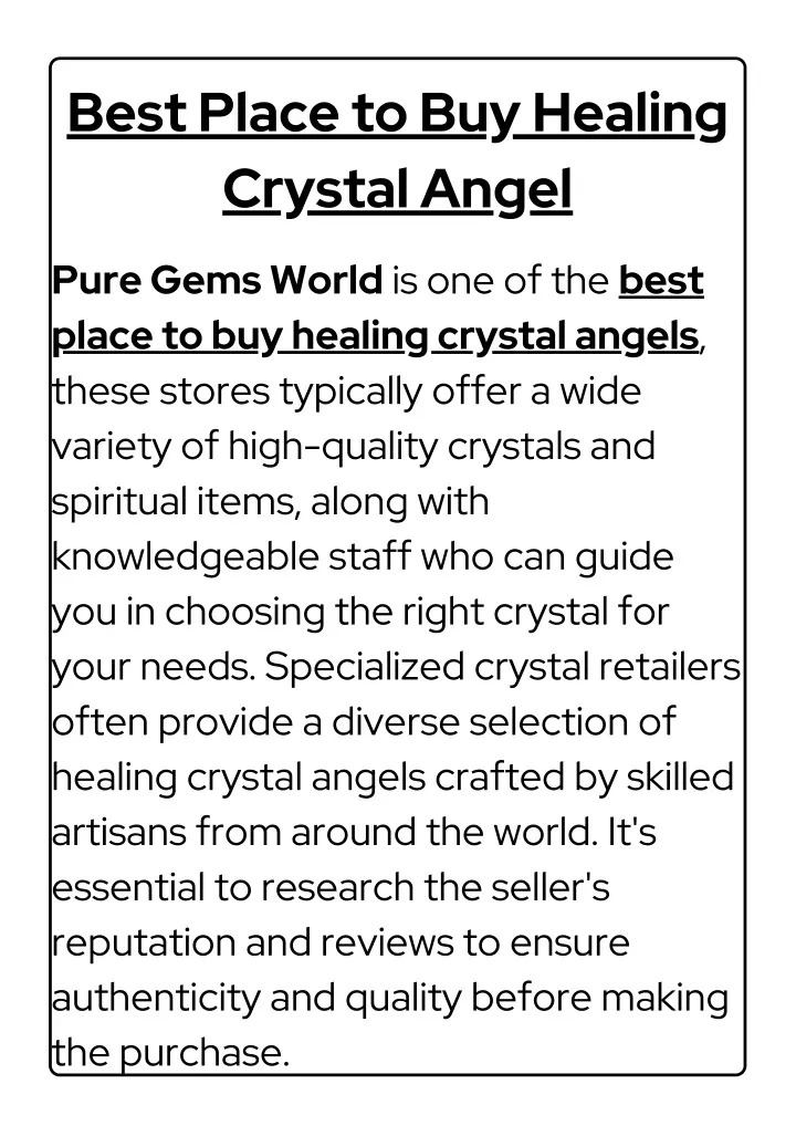 best place to buy healing crystal angel