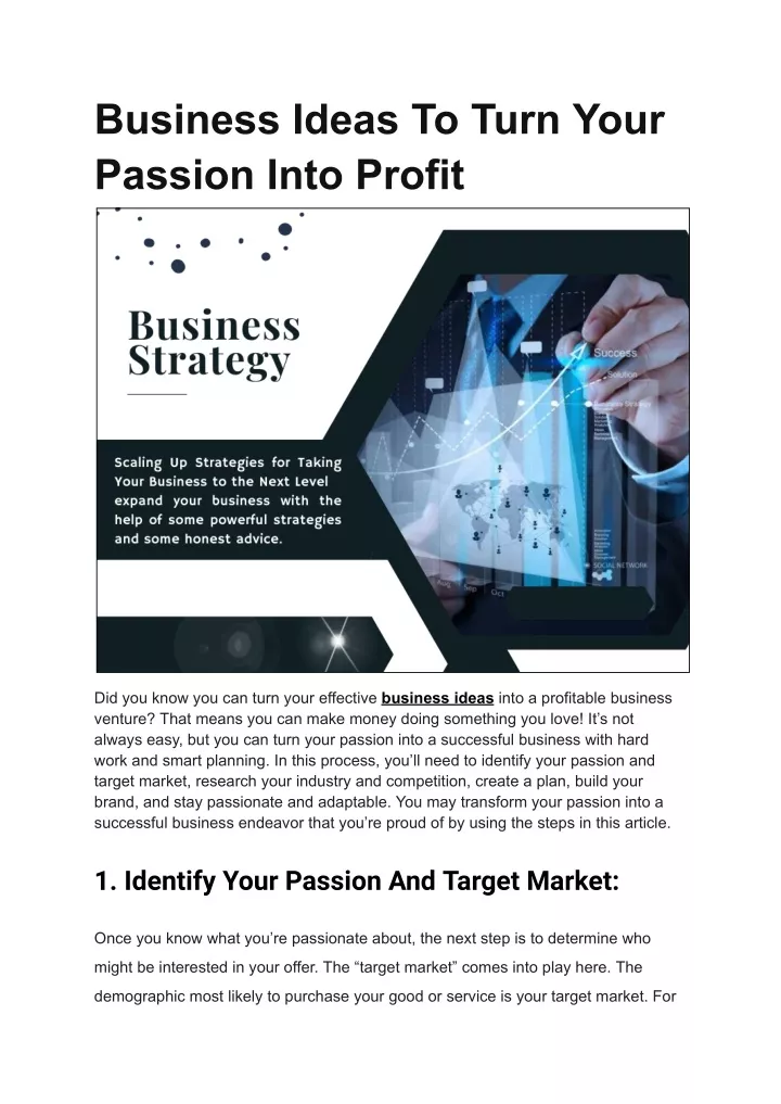 business ideas to turn your passion into profit