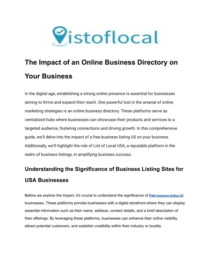 the impact of an online business directory on