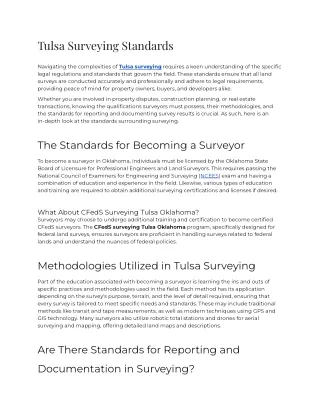 Tulsa Surveying Standards