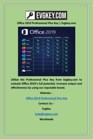 Office 2019 Professional Plus Key  Evgkey