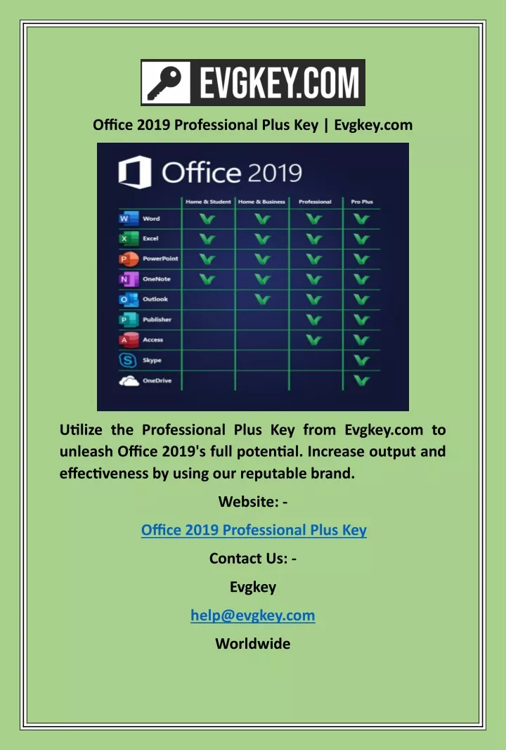 office 2019 professional plus key evgkey com