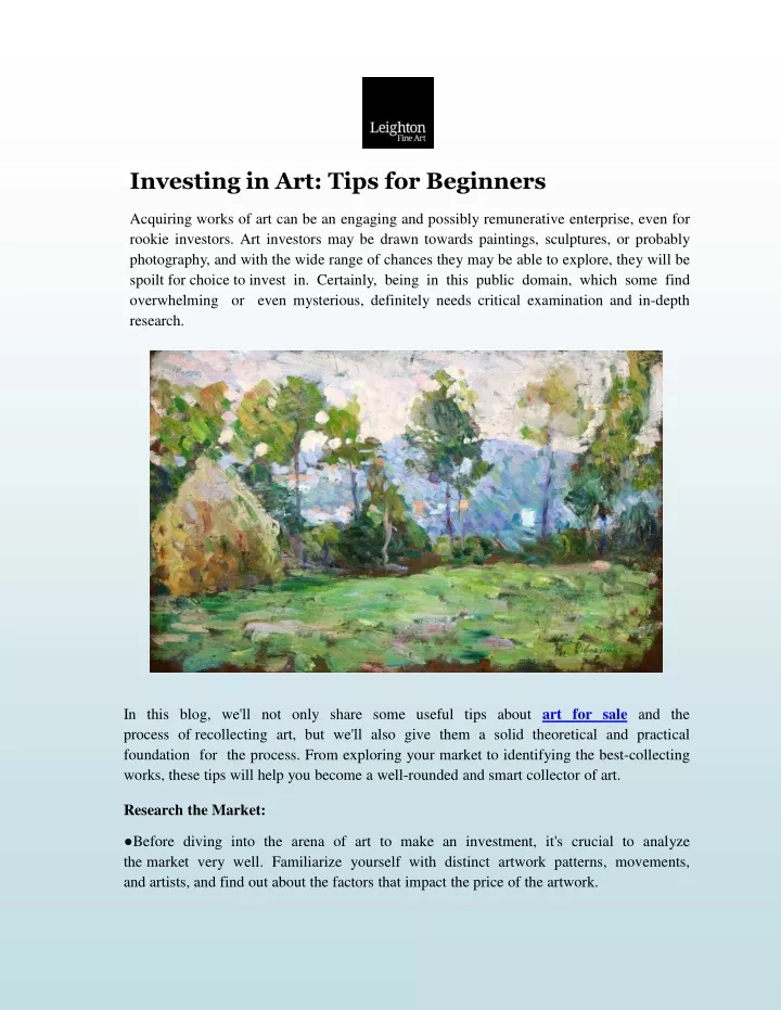 investing in art tips for beginners acquiring