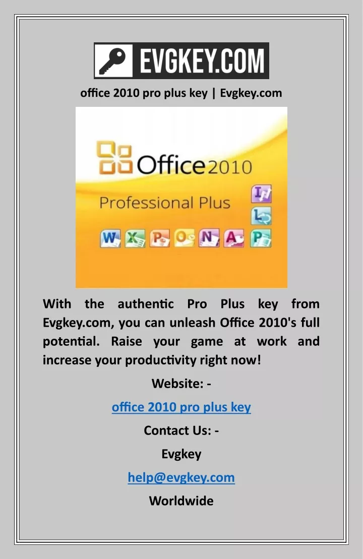 office 2010 pro plus key evgkey com