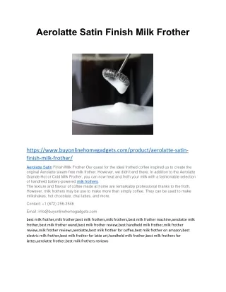 Aerolatte Satin Finish Milk Frother PDF