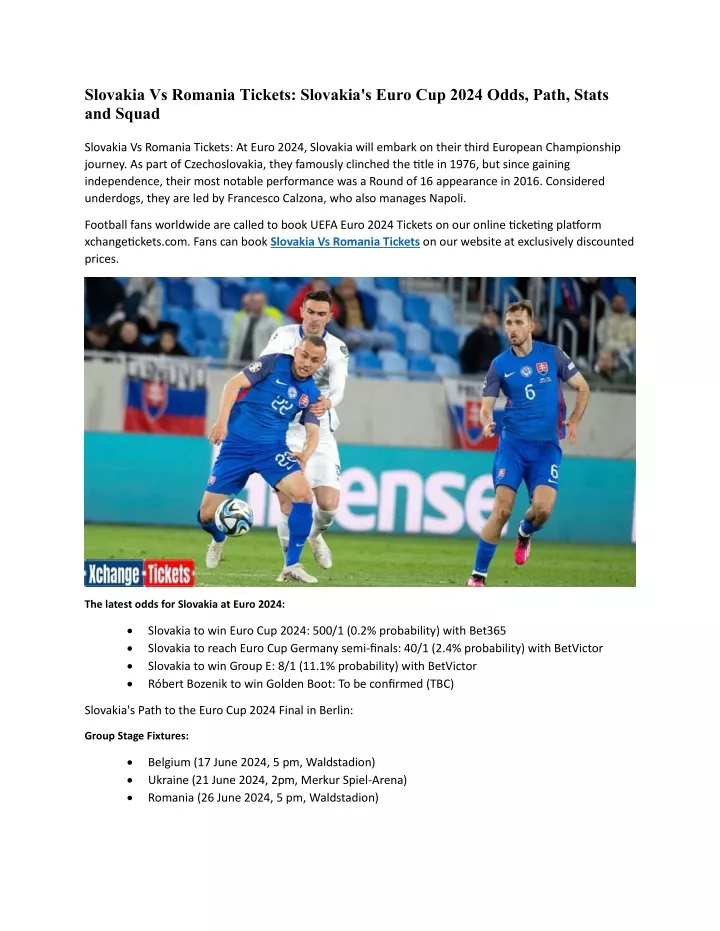 PPT - Slovakia's Euro 2024 Odds, Path, Stats and Squad PowerPoint