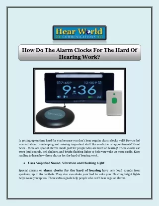 How Do The Alarm Clocks For The Hard Of Hearing Wor1