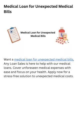 Medical Loan for Unexpected Medical Bills