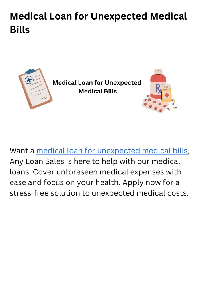 medical loan for unexpected medical bills
