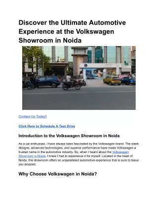 Discover the Ultimate Automotive Experience at the Volkswagen Showroom in Noida