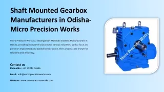 Shaft Mounted Gearbox Manufacturers in Odisha, Best Shaft Mounted Gearbox Manufa