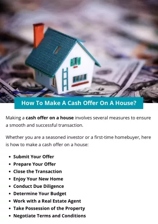 How To Make A Cash Offer On A House?