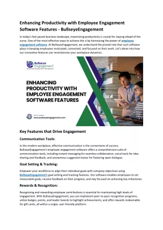 Enhancing Productivity with Employee Engagement Software Features